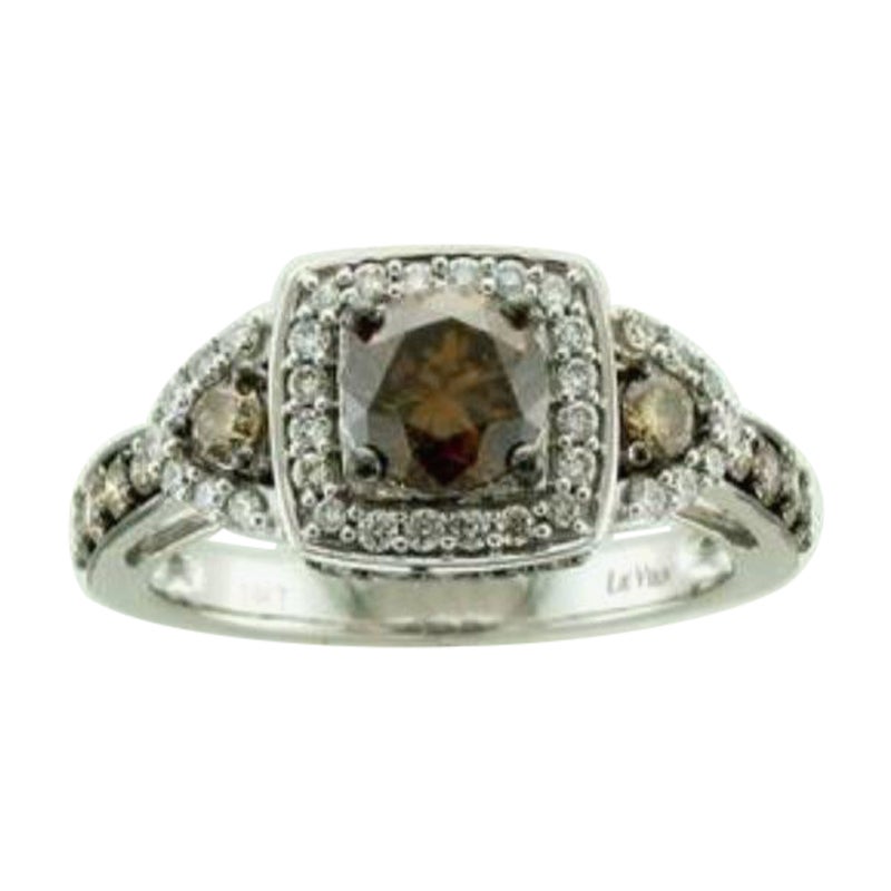 Bague avec diamants chocolat , diamants vanille sertis en or 14 carats