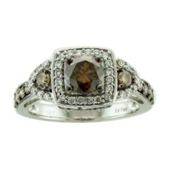 Ring mit schokoladenbraunen Diamanten und Vanilla-Diamanten in 14K Vanilla-Gold gefasst