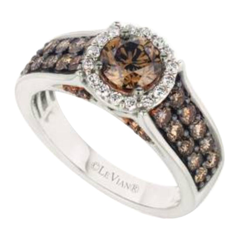Bague avec diamants chocolat , diamants vanille sertis en or 14 carats