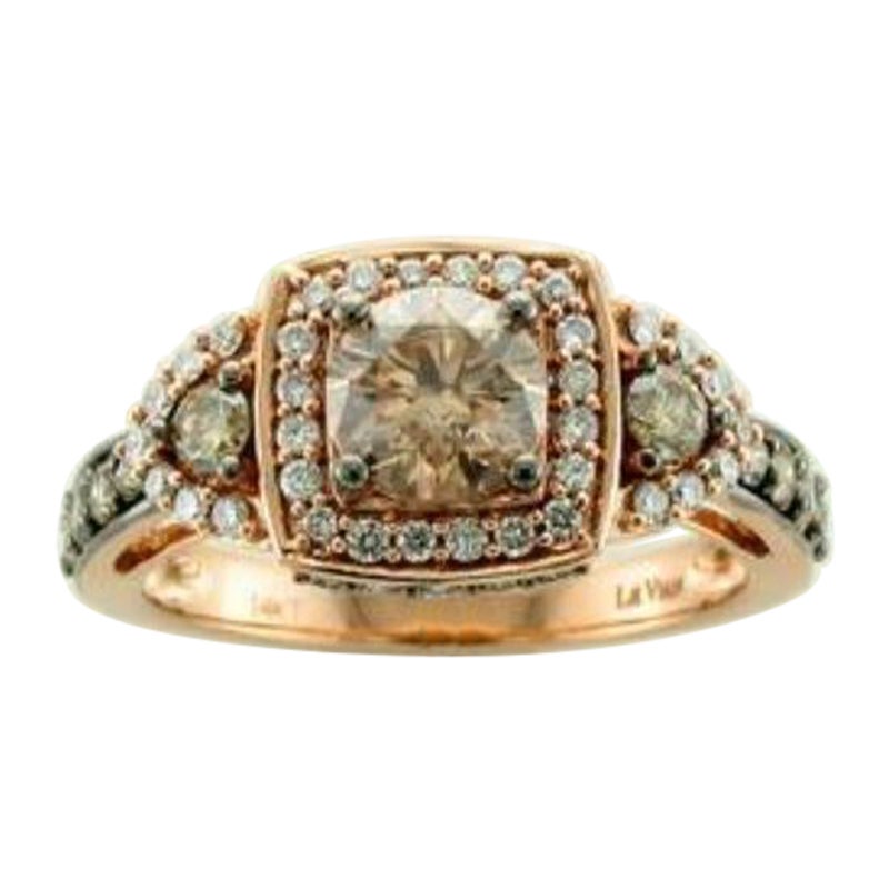 Ring Featuring Chocolate Diamonds, Vanilla Diamonds Set in 14k Strawberry Gold For Sale