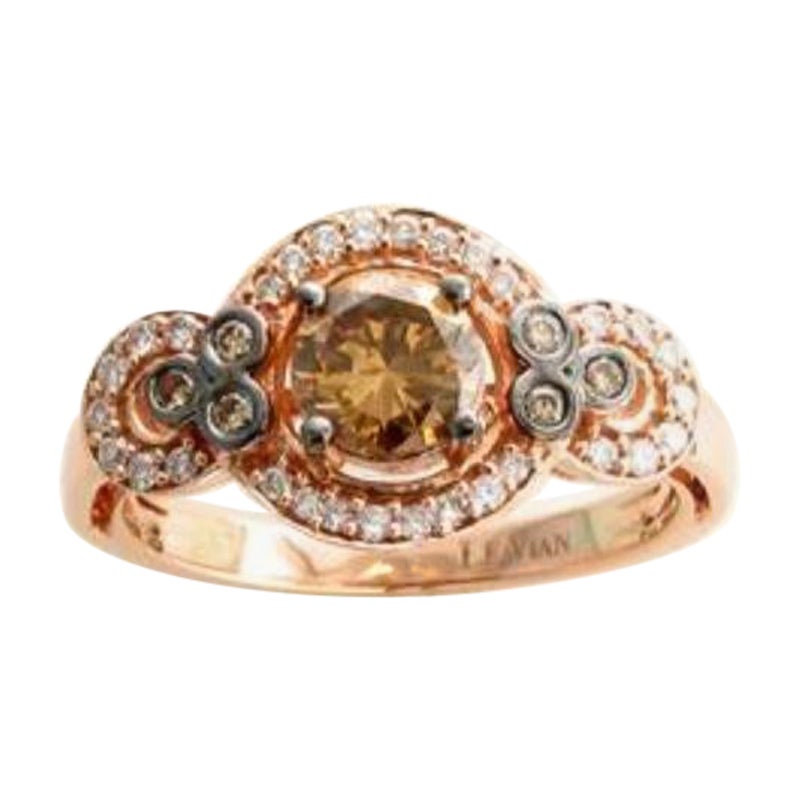 Ring Featuring Chocolate Diamonds, Vanilla Diamonds Set in 14k Strawberry Gold For Sale