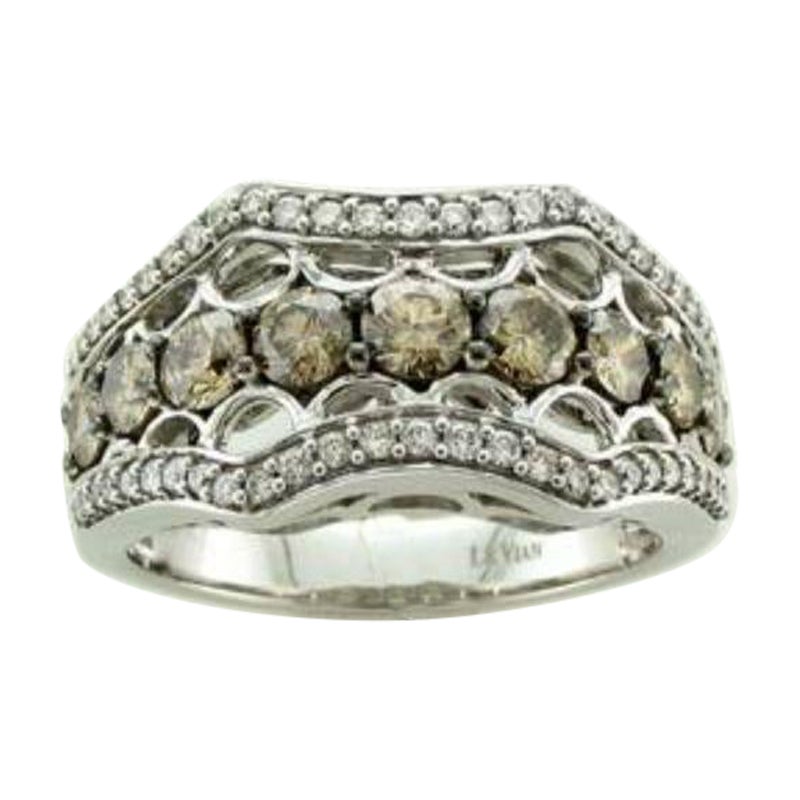 Bague avec diamants chocolat , diamants vanille sertis en or 14 carats