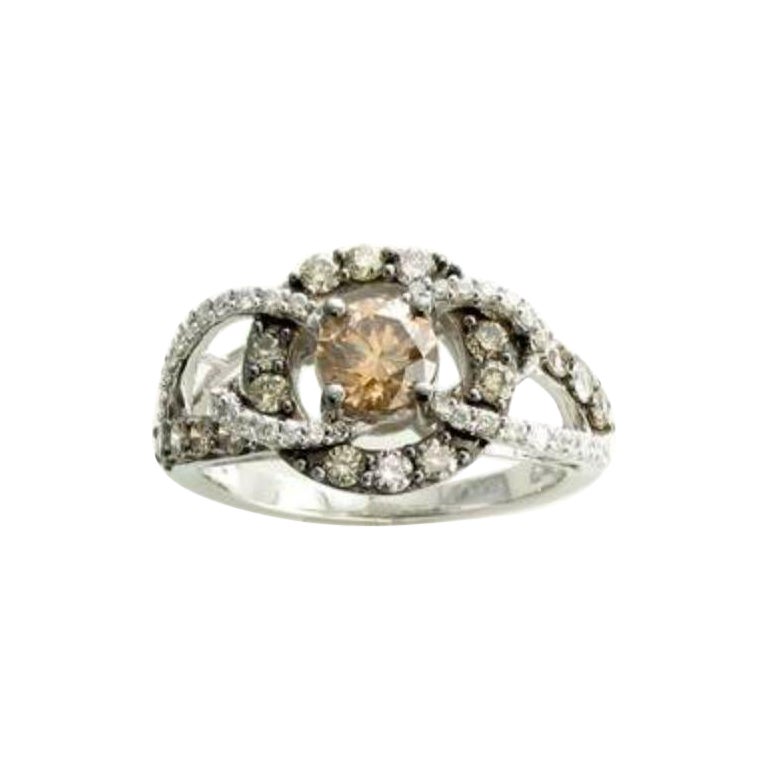 Ring Featuring Chocolate Diamonds, Vanilla Diamonds Set in 14k Vanilla Gold