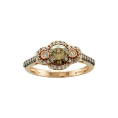 Ring Featuring Chocolate Diamonds, Vanilla Diamonds Set in 14k Strawberry Gold
