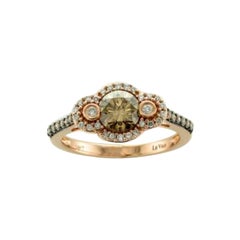 Ring mit schokoladenbraunen Diamanten und Vanilla-Diamanten in 14K Erdbeergold gefasst