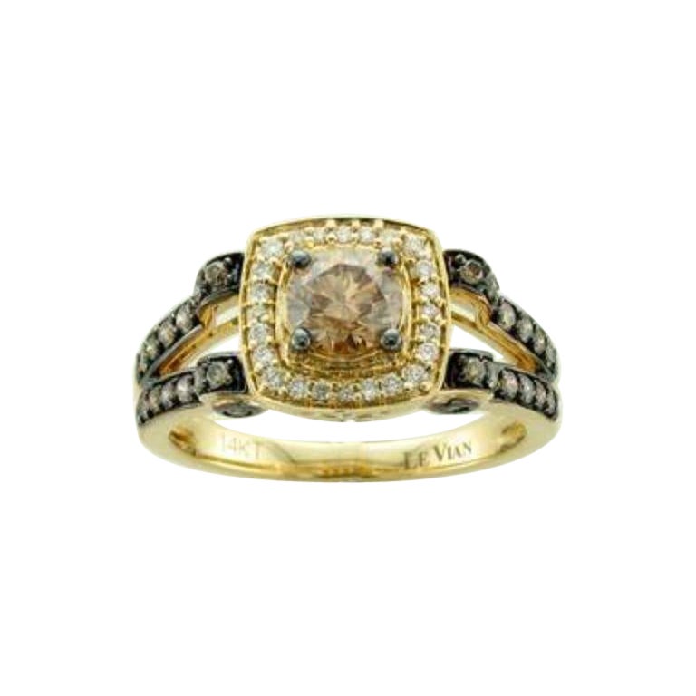 Anillo con Diamantes Chocolate , Diamantes Vainilla engastados en Oro Miel 14K en venta