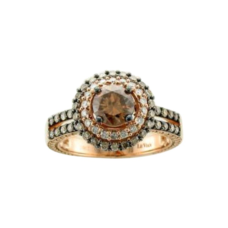 Ring Featuring Chocolate Diamonds, Vanilla Diamonds Set in 14k Strawberry Gold For Sale