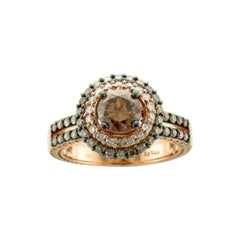 Ring aus 14 Karat Erdbeergold mit schokoladenbraunen Diamanten und Vanilla-Diamanten