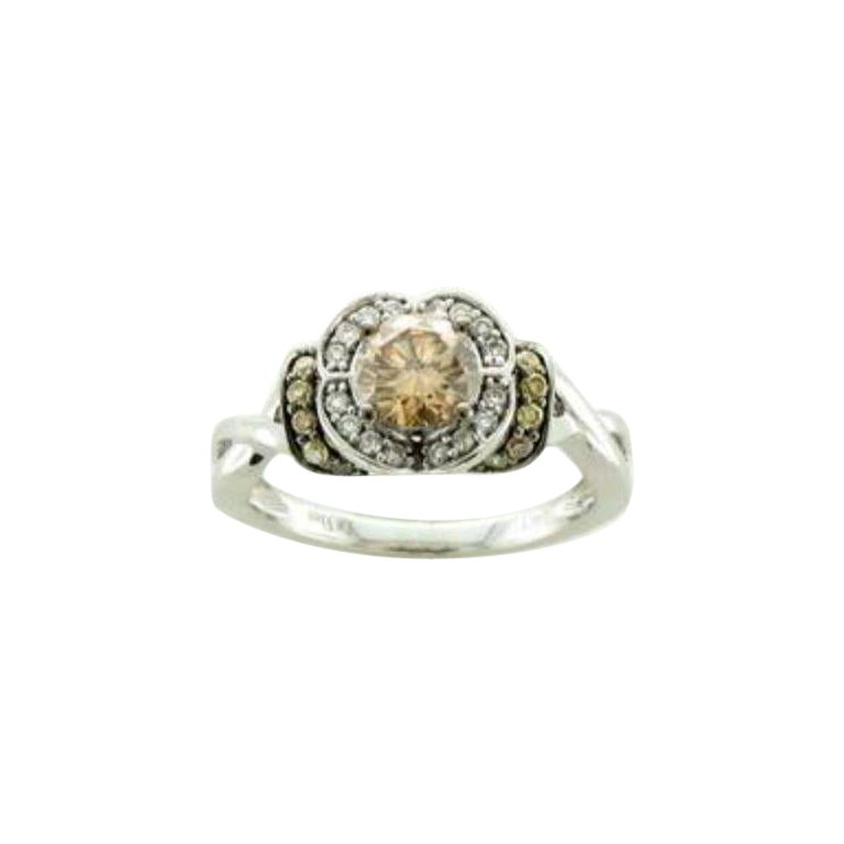 Ring Featuring Chocolate Diamonds, Vanilla Diamonds Set in 14k Vanilla Gold For Sale