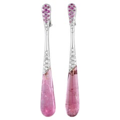 Stefan Hafner 18Karat White Gold 0.46Carat Diamond and Sapphire Dangle Earrings