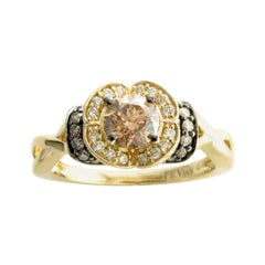 Ring Featuring Chocolate Diamonds, Vanilla Diamonds Set in 14k Honey Gold