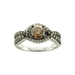 Ring mit schokoladenbraunen Diamanten und Vanilla-Diamanten in 14K Vanilla-Gold gefasst