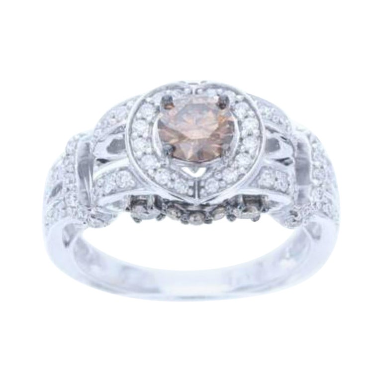 Bague avec diamants chocolat , diamants vanille sertis en or 14 carats