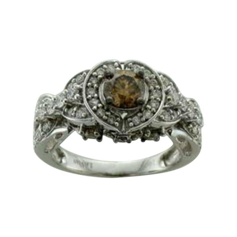 Ring Featuring Chocolate Diamonds, Vanilla Diamonds Set in 14k Vanilla Gold For Sale