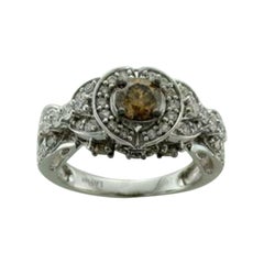 Ring mit schokoladenbraunen Diamanten und Vanilla-Diamanten in 14K Vanilla-Gold gefasst