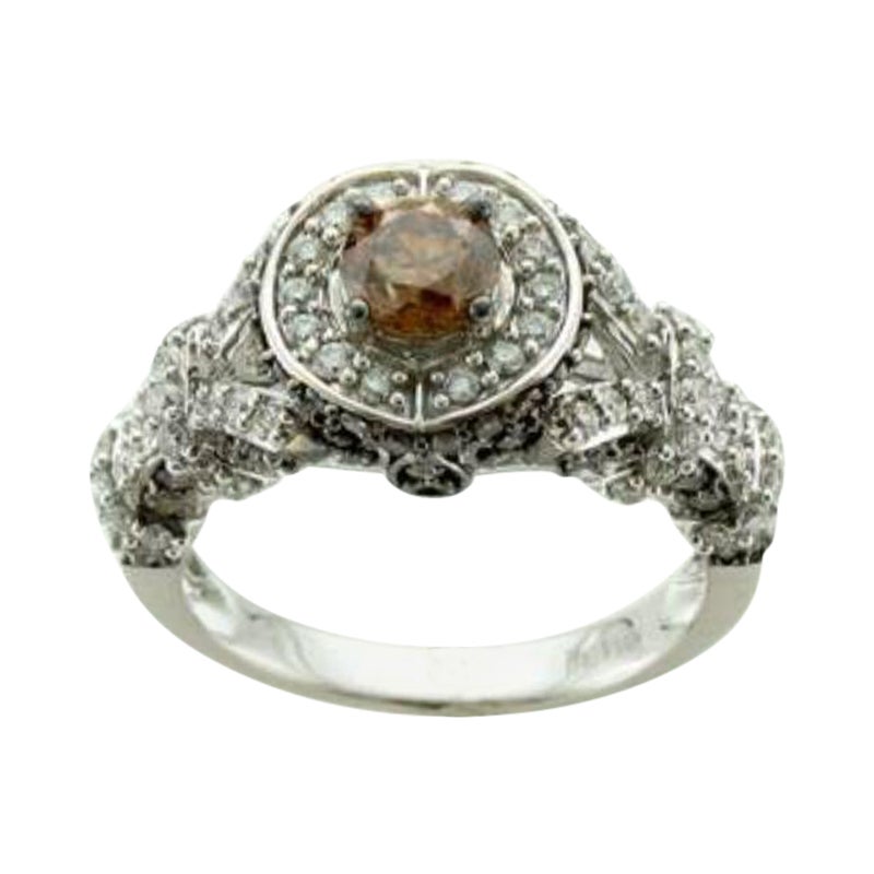 Ring Featuring Chocolate Diamonds, Vanilla Diamonds Set in 14k Vanilla Gold For Sale