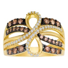 Ring Featuring Chocolate Diamonds, Vanilla Diamonds Set in 14k Honey Gold