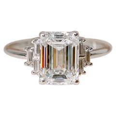 Natural 3 Carat Natural Emerald Cut Diamond Unique Design Engagement Ring