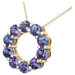 $1 NO RESERVE! - 5.69cttw Tanzanite - 14K Yellow Gold Necklace With Pendant