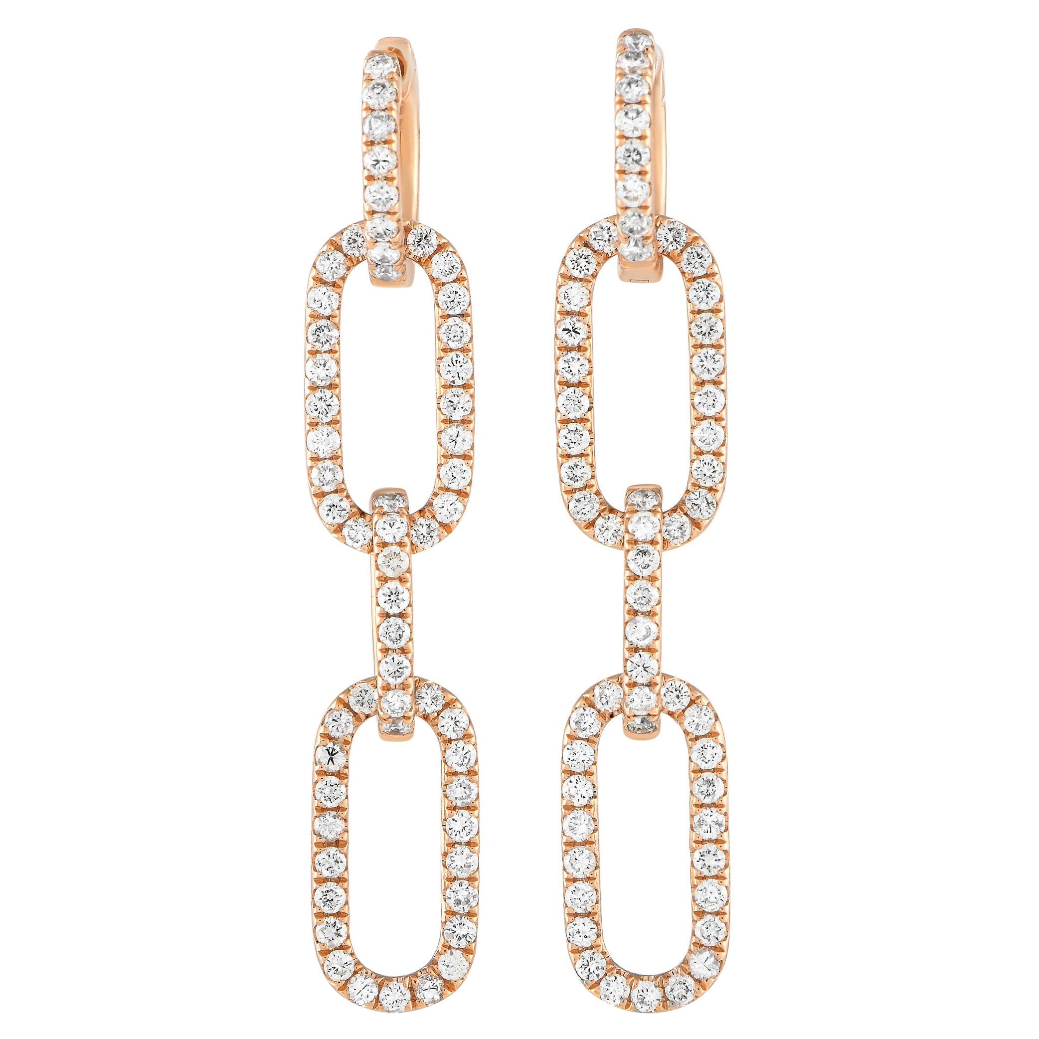 LB Exclusive 18k Rose Gold 2.0 Carat Diamond Dangle Earrings