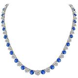 Sorprendente collana tennis in oro con zaffiro e diamante
