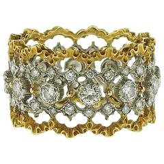 Buccellati Diamond Gold Openwork Wedding Band Ring
