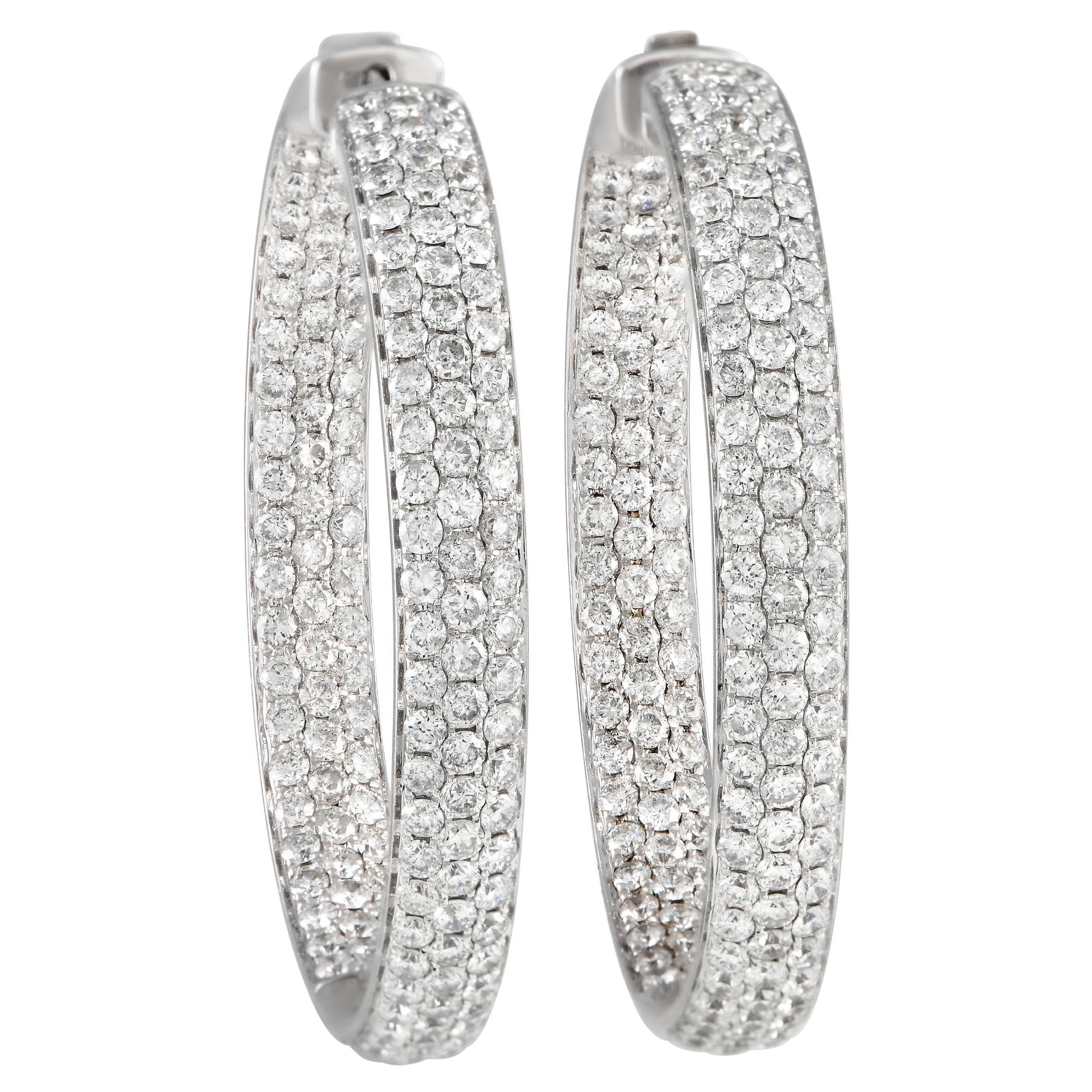Lb Exclusive 14k White Gold 6.10 Carat Diamond Inside-Out Hoop Earrings For Sale