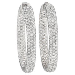 Lb Exclusive 14k White Gold 6.10 Carat Diamond Inside-Out Hoop Earrings