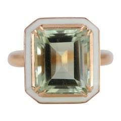 Art Deco Style 4.50 Carat Green Amethyst 14k Gold Cocktail Ring