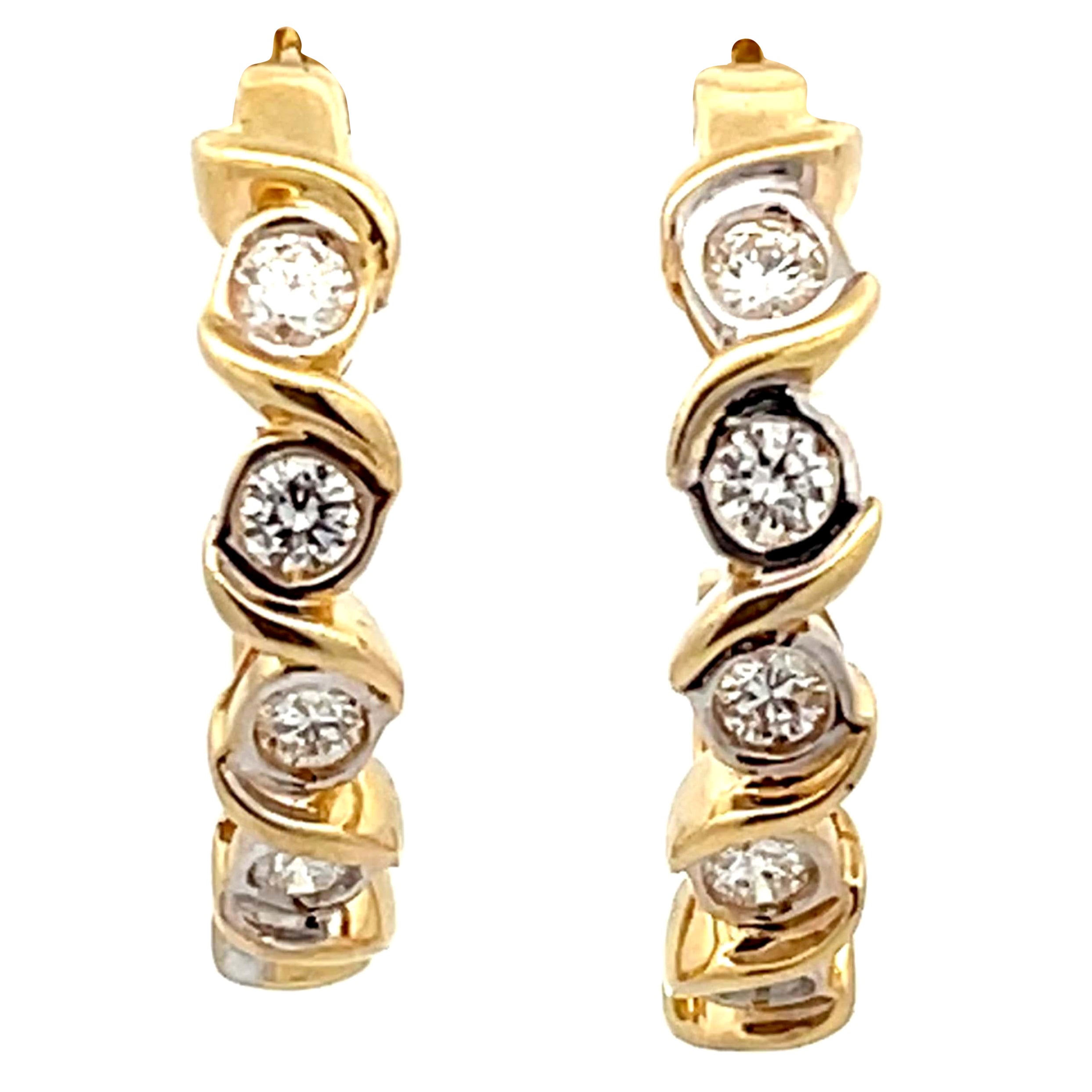 Diamond Wrap Earrings in 14k Yellow Gold For Sale