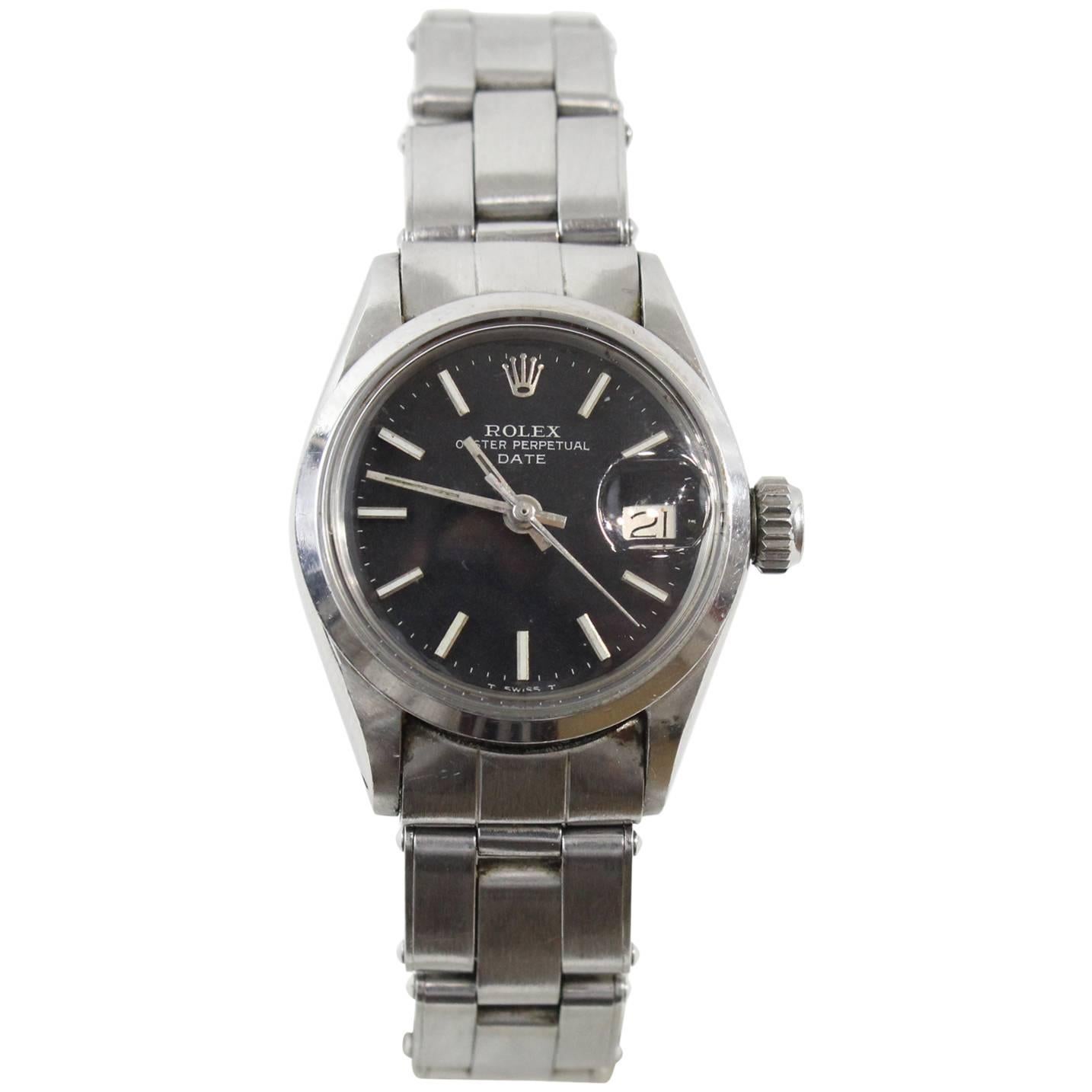 Rolex Ladies Stainless Steel Oyster Perpetual Date Automatic Wristwatch