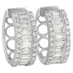 LB Exclusive 18Karat White Gold 0.77Carat Diamond Hoop Earrings