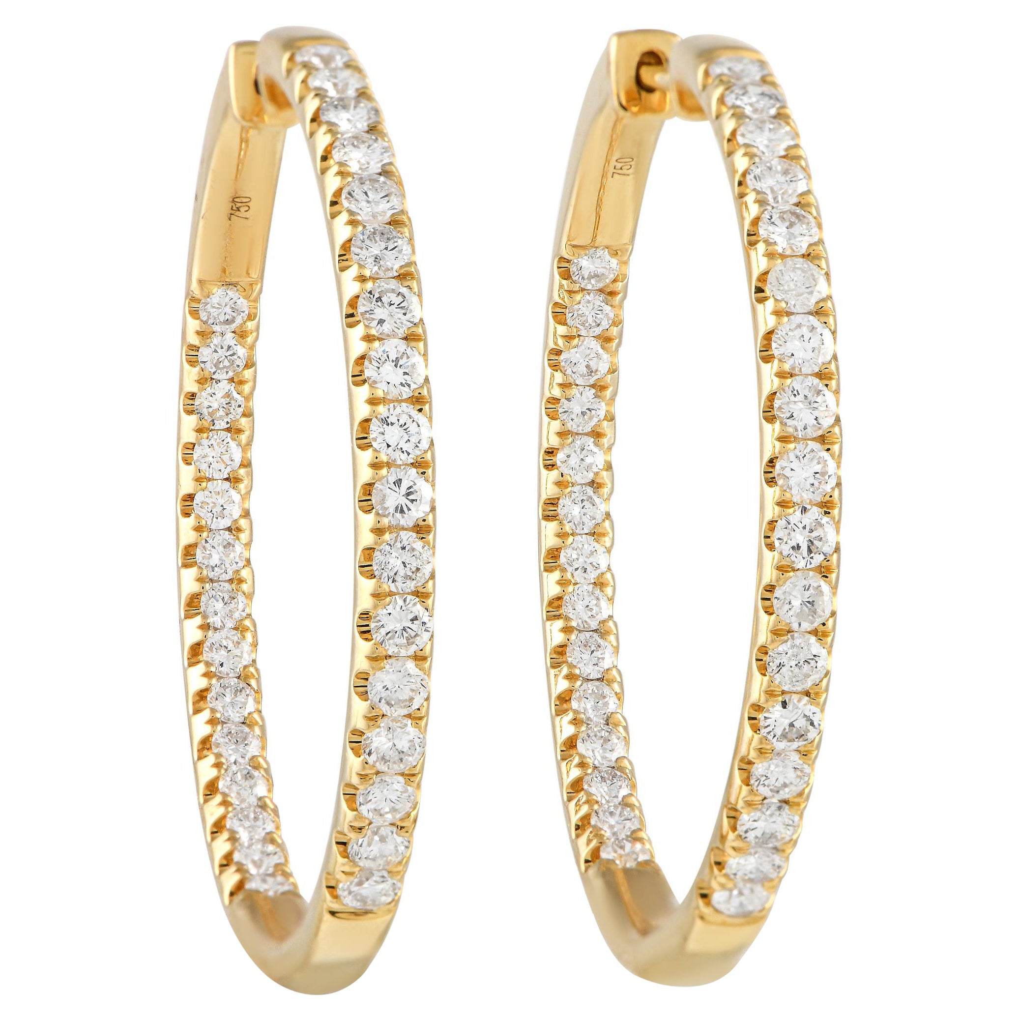 LB Exclusive 18Karat  Yellow Gold 5.0Carat Diamond Inside-Out Hoop Earrings