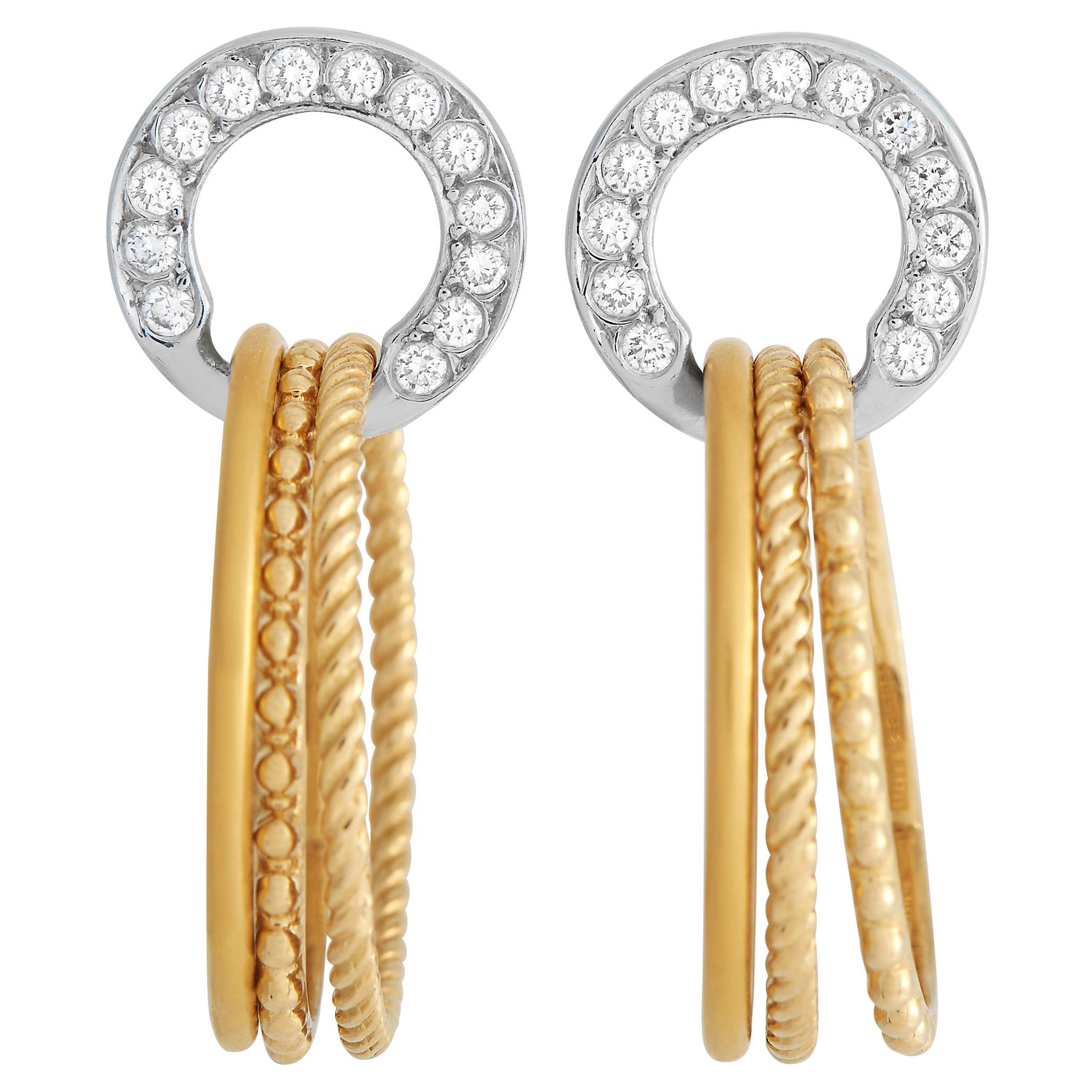 Carrara Y Carrara 18k Yellow Gold 0.30 Carat Diamond Earrings