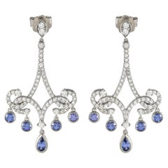 Tiffany & Co. Platinum 1.20 Carat Diamond and Tanzanite Chandelier Earrings