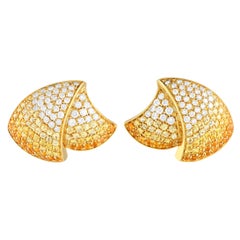 Stefan Hafner 18Karat Yellow Gold 1.60Carat Diamond and Sapphire Earrings