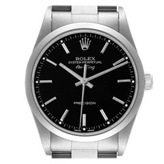Rolex Air King Black Dial Smooth Bezel Steel Mens Watch 14000