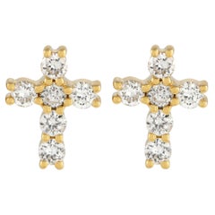 LB Exclusive 18Karat Yellow Gold 0.50Carat Diamond Cross Earrings