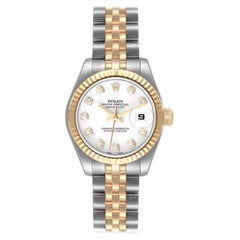 Rolex Datejust Steel Yellow Gold White Diamond Dial Ladies Watch 179173