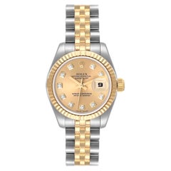 Rolex Datejust 26mm Steel Yellow Gold Diamond Dial Watch 179173