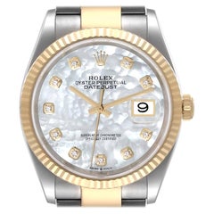 Rolex Datejust Steel Yellow Gold MOP Dial Mens Watch 126233 Box Card