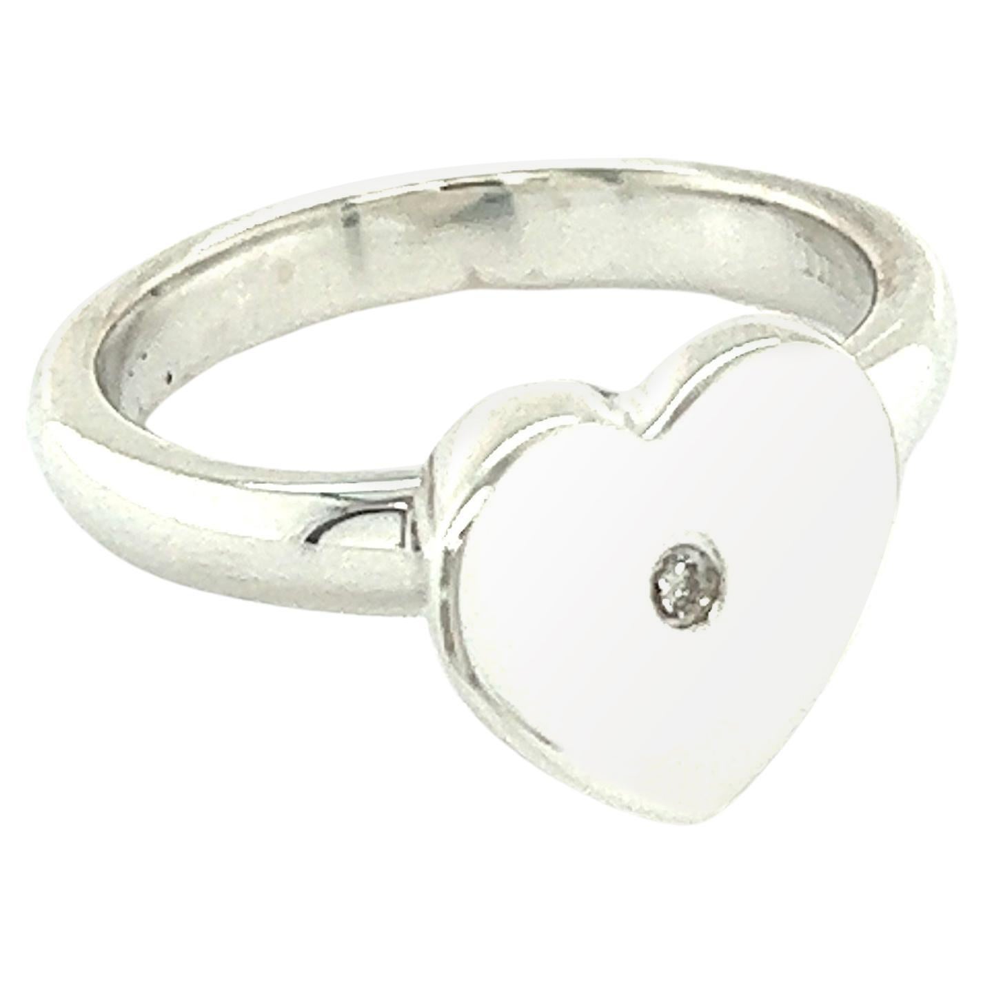Tiffany & Co Authentic Estate Heart Diamond Ring Silver For Sale