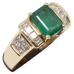 Used Effy Jewelry N.Y. Emerald & Diamond 14k Gold Ring