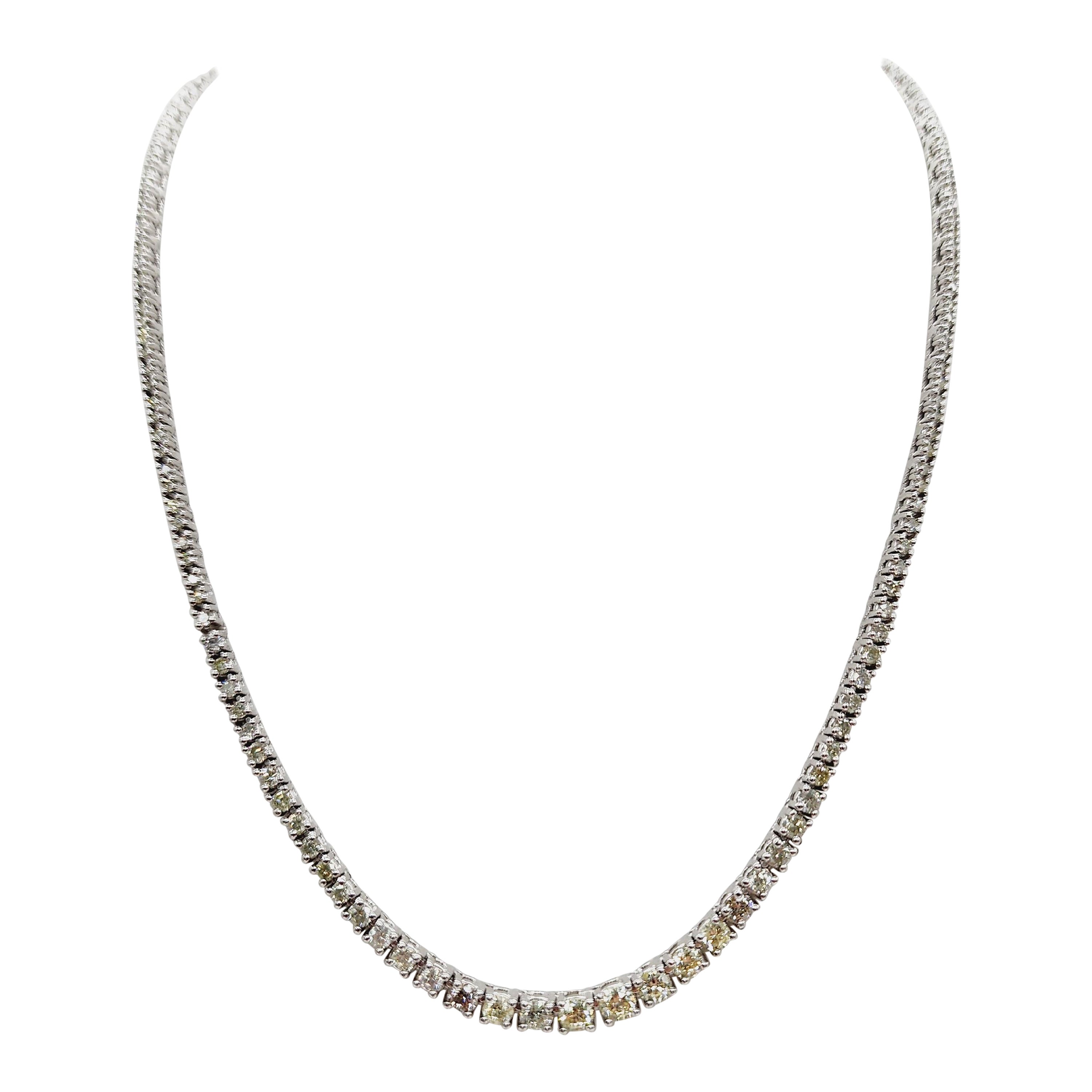 5 Karat Diamant Riviera-Tennis-Halskette aus 14 Karat Weißgold 17''