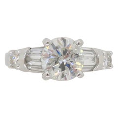 Round and Baguette Cut Diamond Engagement Ring