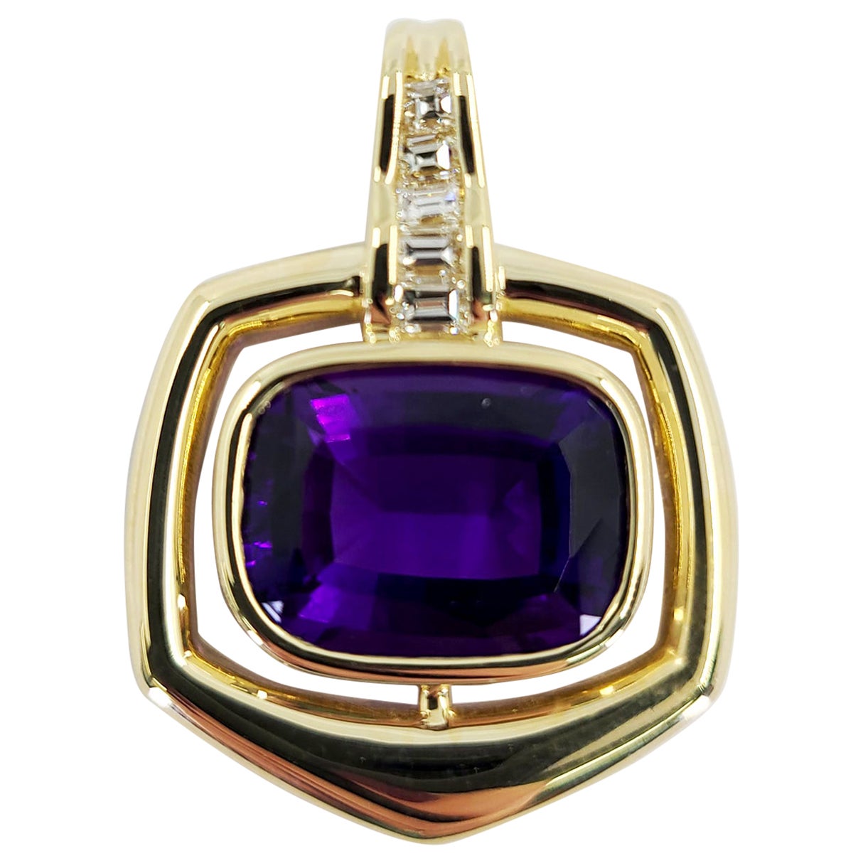 Yellow Gold Amethyst and Diamond Pendant Enhancer For Sale at 1stDibs