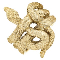 Buccellati Bague jonc large en or jaune 18 carats texturé en forme de serpent enroulé