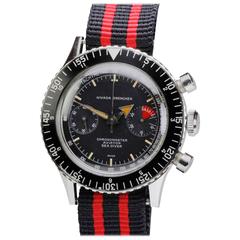 Vintage Nivada Grenchen Stainless Steel Chronomaster Aviator Sea Diver Wristwatch