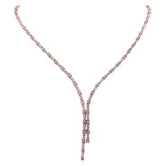 2.30 Carat Round Brilliant Pink Diamond Necklace 14k Rose Gold