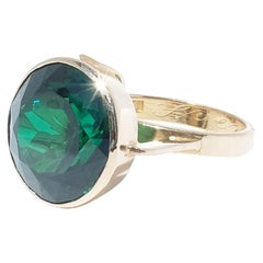 Anello vintage in oro 18k e spinello verde sintetico Realizzato Anno 1949